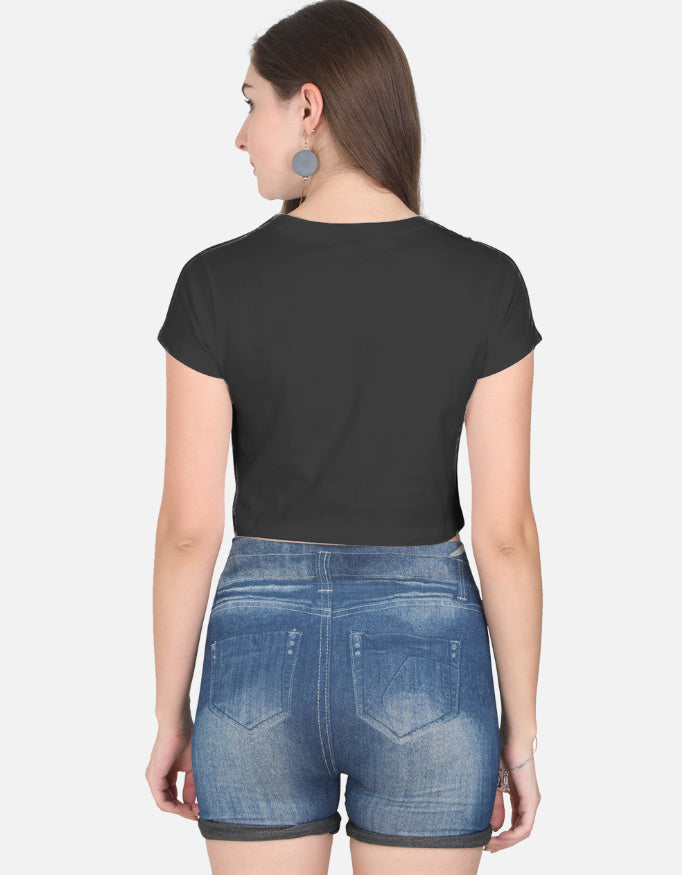 11FIT Just A Cat Graphic Women's Crop Top - 100% Bio-Wash Cotton Aesthetic T-Shirt India - Detail View 12 - 11FIT India