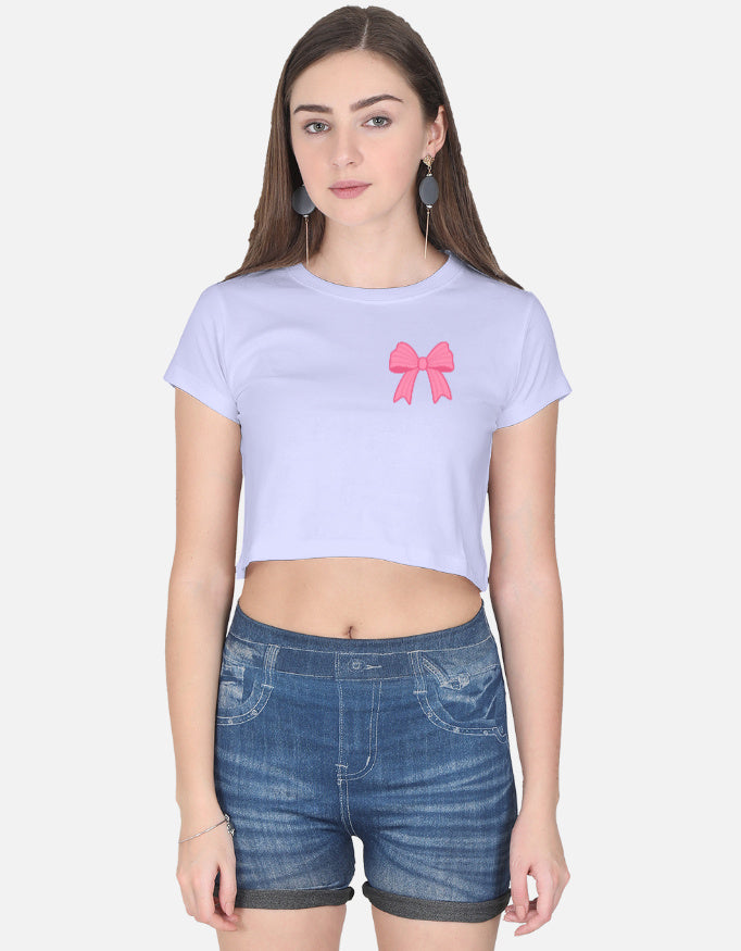 11FIT Coquette Pink Ribbon Bow Graphic Crop Top - Aesthetic Bow T-Shirt for Women India - Detail View 9 - 11FIT India