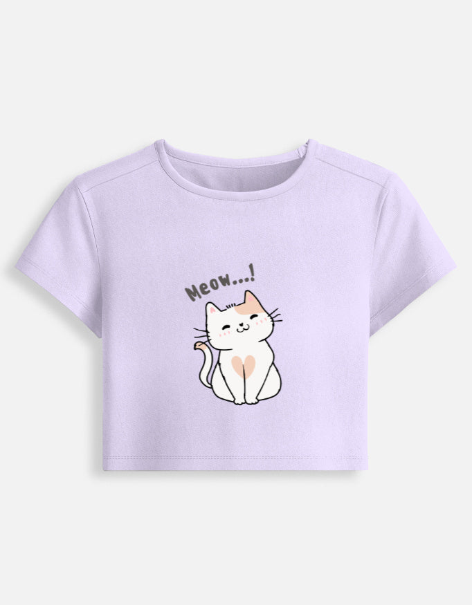11FIT Meow Kitty Heart Graphic Women's Baby Tee - Y2K Cute Kawaii T-Shirt India - Detail View 5 - 11FIT India