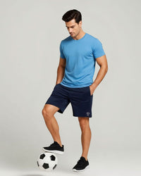 Men's navy blue ESPON Air Flex athletic shorts with modern fit.