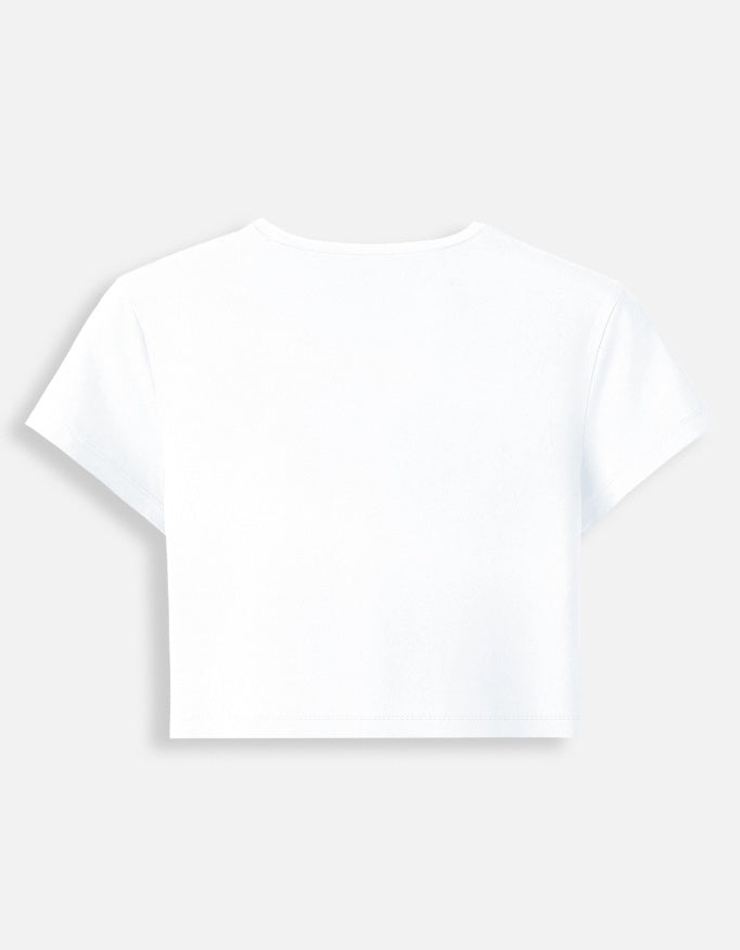 11FIT Lipstick Brushstroke Heart Graphic Baby Tee - Aesthetic Chic Fitted Top India - Detail View 6 - 11FIT India