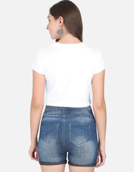 11FIT Meow Cute Kitty Graphic Women's Crop Top - 100% Cotton Kawaii Feline T-Shirt India - Detail View 11 - 11FIT India