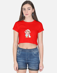 11FIT Anime Chibi Girl & Puppy Graphic Crop Top - Cute Japanese Anime Kawaii T-Shirt India - Detail View 6 - 11FIT India