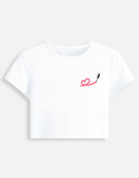 11FIT Lipstick Brushstroke Heart Graphic Baby Tee - Aesthetic Chic Fitted Top India - Front View - 11FIT India