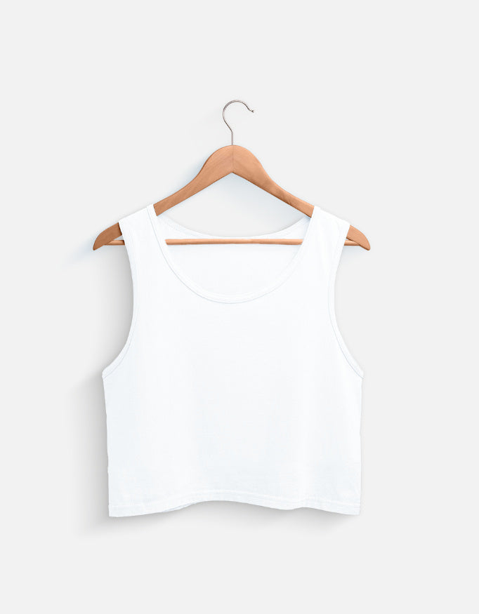 11FIT Classic Ribbed Cotton Crop Tank Top for Women - Solid White Sleeveless Aesthetic Cropped Top India - Front View - 11FIT India