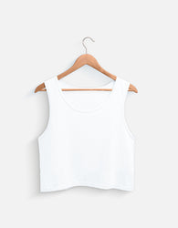 11FIT Classic Ribbed Cotton Crop Tank Top for Women - Solid White Sleeveless Aesthetic Cropped Top India - Front View - 11FIT India