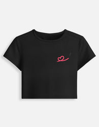 11FIT Lipstick Brushstroke Heart Graphic Baby Tee - Aesthetic Chic Fitted Top India - Back View - 11FIT India