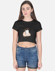 11FIT Just A Cat Whiskers Graphic Crop Top - Women's 100% Cotton Cute Tee India - Back View - 11FIT India