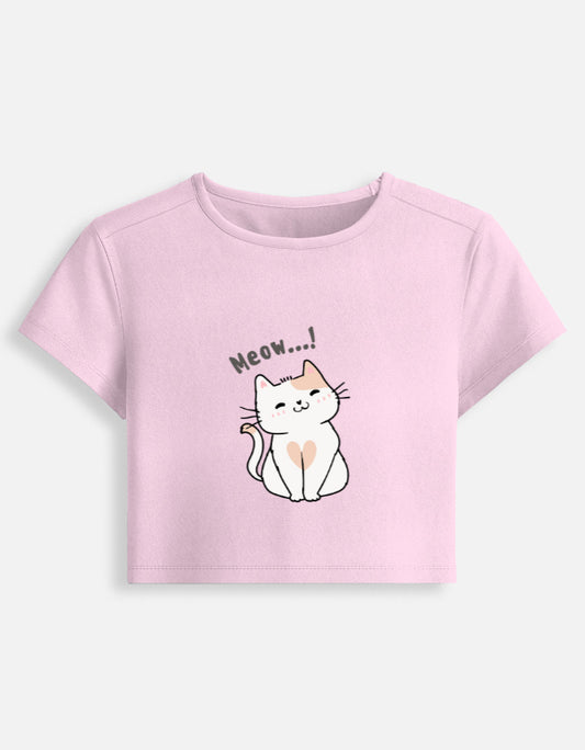 11FIT Meow Kitty Heart Graphic Women's Baby Tee - Y2K Cute Kawaii T-Shirt India - Detail View 4 - 11FIT India