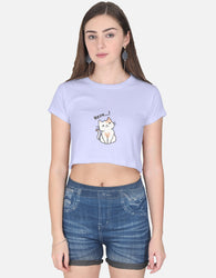 11FIT Meow Cute Kitty Graphic Women's Crop Top - 100% Cotton Kawaii Feline T-Shirt India - Detail View 9 - 11FIT India
