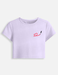 11FIT Lipstick Brushstroke Heart Graphic Baby Tee - Aesthetic Chic Fitted Top India - Detail View 5 - 11FIT India