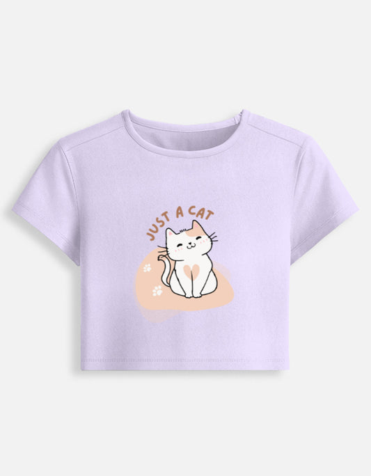 11FIT Just A Cat Graphic Women's Baby Tee - 90s Y2K Fitted Cotton T-Shirt India - Detail View 5 - 11FIT India