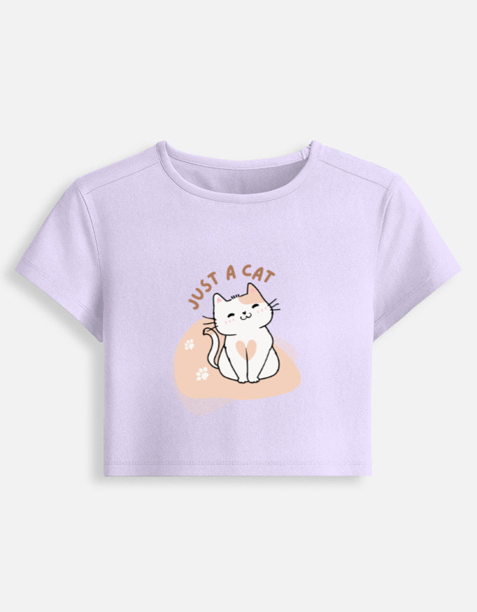 11FIT Just A Cat Graphic Women's Baby Tee - 90s Y2K Fitted Cotton T-Shirt India - Detail View 5 - 11FIT India