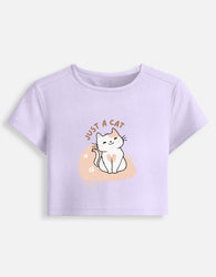 11FIT Just A Cat Graphic Women's Baby Tee - 90s Y2K Fitted Cotton T-Shirt India - Detail View 5 - 11FIT India