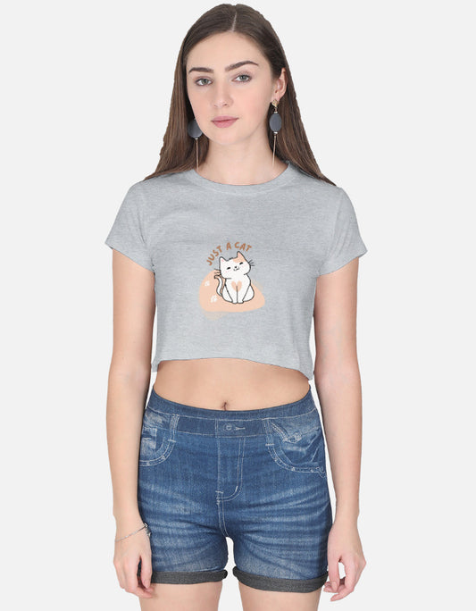 11FIT Just A Cat Whiskers Graphic Crop Top - Women's 100% Cotton Cute Tee India - Detail View 4 - 11FIT India