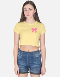 11FIT Coquette Pink Ribbon Bow Graphic Crop Top - Aesthetic Bow T-Shirt for Women India - Detail View 10 - 11FIT India