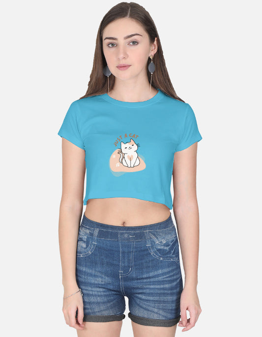 11FIT Just A Cat Minimalist Graphic Crop Top Women - 100% Combed Cotton T-Shirt India - Detail View 5 - 11FIT India