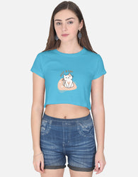 11FIT Just A Cat Graphic Women's Crop Top - 100% Bio-Wash Cotton Aesthetic T-Shirt India - Detail View 5 - 11FIT India